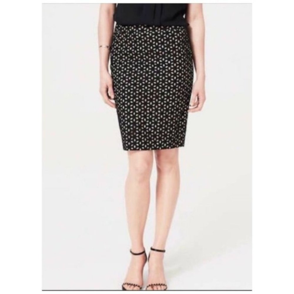 Loft 100% cotton eyelet black pencil skirt NWT Size 0